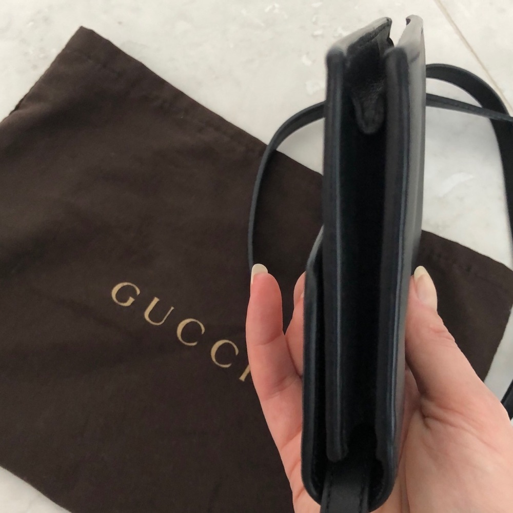 Gucci Black Leather Clutch & Crossbody Flap Wallet - Picture 8 of 12